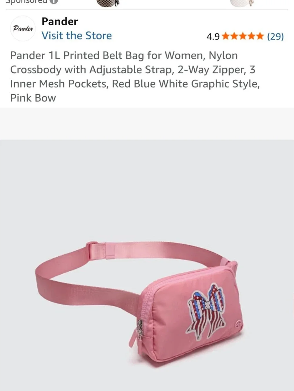 Pink Bow Printed Belt Bag - Women New Super Cute